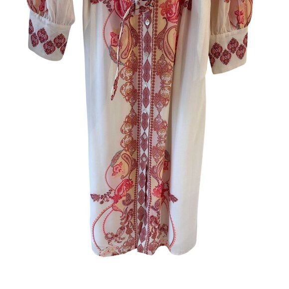 eShakti Size S Floral Paisley Georgette Belted Shirtdress Midi Modest Belted - Picture 8 of 11